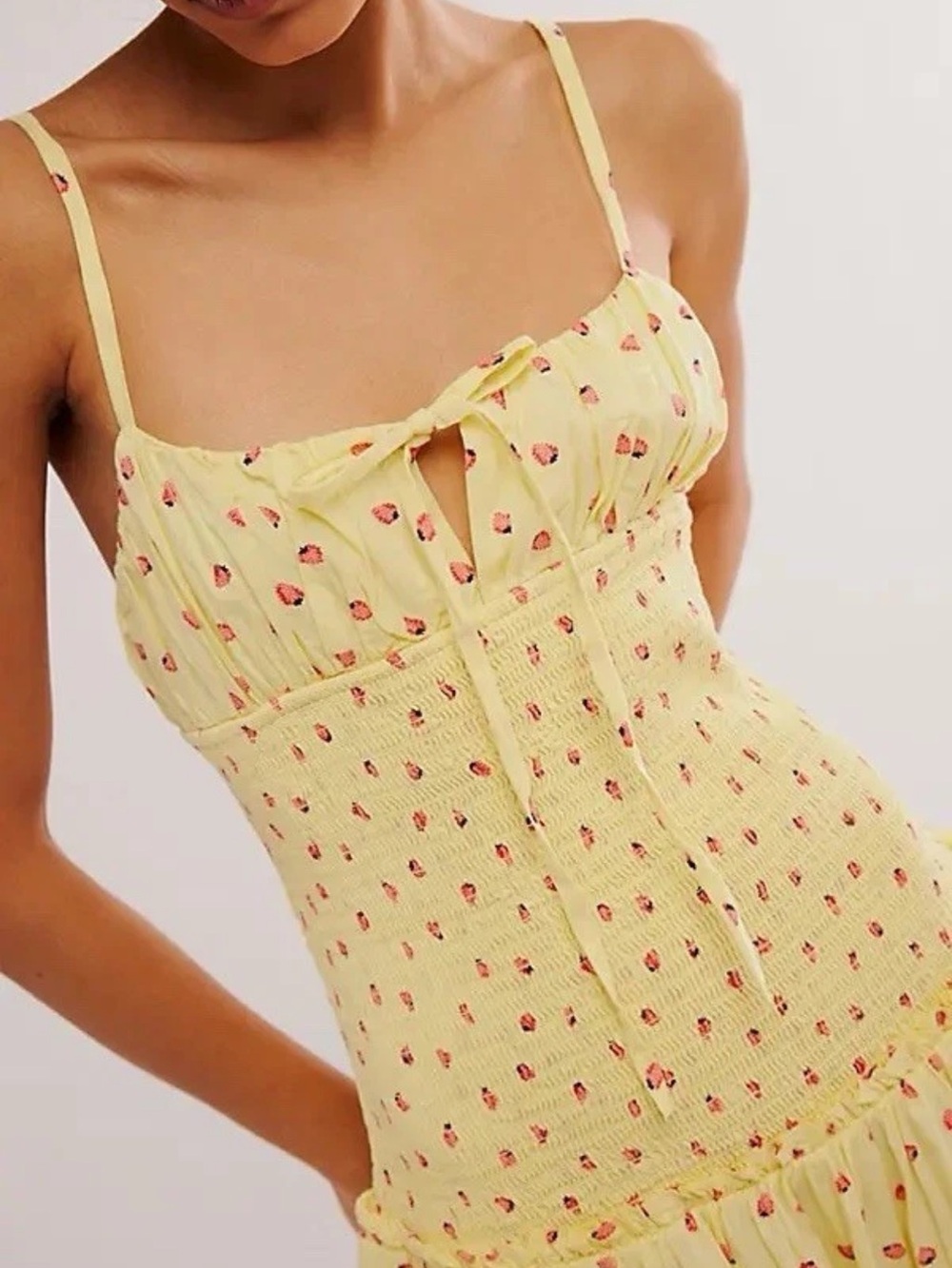 Free People Lavender Daze Strawberry Print Dress Sz Small - Picture 2 of 8